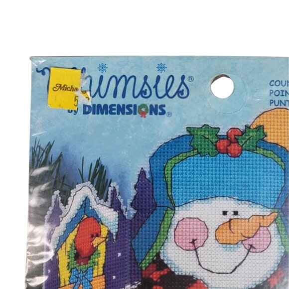 Dimensions Whimsies Counted Cross Stitich Kit 5" Tall Snowman #72746 2001 NEW - Picture 2 of 5